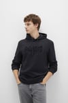 Logo Baskılı Pamuklu Regular Fit Şardonlu Kapüşonlu Erkek Sweat 0610941-900 SİYAH