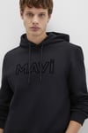 Logo Baskılı Pamuklu Regular Fit Şardonlu Kapüşonlu Erkek Sweat 0610941-900 SİYAH