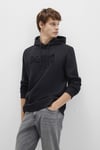 Logo Baskılı Pamuklu Regular Fit Şardonlu Kapüşonlu Erkek Sweat 0610941-900 SİYAH