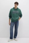 Logo Baskılı Şardonlu Oversize Fit Kapüşonlu Erkek Sweat 067149-71874 YEŞİL