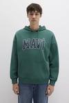Logo Baskılı Şardonlu Oversize Fit Kapüşonlu Erkek Sweat 067149-71874 YEŞİL