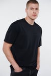 Logo Detaylı Rahat Kesim Bisiklet Yaka % 100 Pamuk Erkek T Shirt 0610100-900 SİYAH