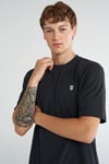 Logo Nakışlı % 100 Pamuk Regular Fit Bisiklet Yaka Erkek T Shirt 912263-2001 SİYAH
