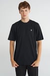 Logo Nakışlı % 100 Pamuk Regular Fit Bisiklet Yaka Erkek T Shirt 912263-2001 SİYAH