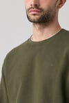 Logolu % 100 Pamuk Bisiklet Yaka Erkek Sweat 00AUV-0002 KOYU HAKİ