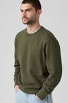 Logolu % 100 Pamuk Bisiklet Yaka Erkek Sweat 00AUV-0002 KOYU HAKİ