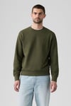 Logolu % 100 Pamuk Bisiklet Yaka Erkek Sweat 00AUV-0002 KOYU HAKİ