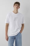 Logolu % 100 Pamuk Bisiklet Yaka Erkek T Shirt 0620059-620 BEYAZ