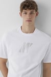 Logolu % 100 Pamuk Bisiklet Yaka Erkek T Shirt 0620059-620 BEYAZ