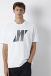 Logolu % 100 Pamuk Bisiklet Yaka Erkek T Shirt 0620156-620 BEYAZ