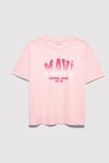 Logolu % 100 Pamuk Loose Fit Bisiklet Yaka Kız Çocuk T Shirt 7610386-71007 AÇIK PEMBE