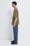 Logolu % 100 Pamuk Oversize Bisiklet Yaka Erkek T Shirt 0613188-71564 YAĞ YEŞİLİ