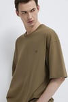 Logolu % 100 Pamuk Oversize Bisiklet Yaka Erkek T Shirt 0613188-71564 YAĞ YEŞİLİ
