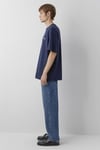 Logolu % 100 Pamuk Oversize Bisiklet Yaka Erkek T Shirt 0613676-70490 LACİVERT