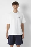 Logolu % 100 Pamuk Oversize Bisiklet Yaka Erkek T Shirt 0613676-70057 KIRIK BEYAZ