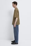 Logolu % 100 Pamuk Oversize Bisiklet Yaka Erkek T Shirt 0613188-71564 YAĞ YEŞİLİ