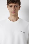 Logolu % 100 Pamuk Oversize Bisiklet Yaka Erkek T Shirt 0613676-70057 KIRIK BEYAZ