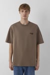 Logolu % 100 Pamuk Oversize Bisiklet Yaka Erkek T Shirt 0613676-70389 KAHVE