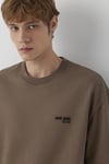 Logolu % 100 Pamuk Oversize Bisiklet Yaka Erkek T Shirt 0613676-70389 KAHVE