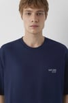 Logolu % 100 Pamuk Oversize Bisiklet Yaka Erkek T Shirt 0613676-70490 LACİVERT