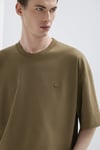 Logolu % 100 Pamuk Oversize Bisiklet Yaka Erkek T Shirt 0613188-71564 YAĞ YEŞİLİ