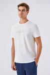 Logolu % 100 Pamuk Regular Fit Bisiklet Yaka Erkek T Shirt 6SM5017-OF BEYAZ