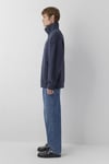 Logolu % 100 Pamuk Yarım Fermuarlı Dik Yaka Erkek Sweat 0S10678-70490 LACİVERT