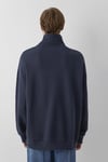 Logolu % 100 Pamuk Yarım Fermuarlı Dik Yaka Erkek Sweat 0S10678-70490 LACİVERT
