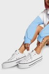 Logolu Hakiki Deri Platform Taban Sneaker Kadın Ayakkabı 561680C 102 BEYAZ