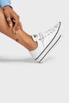 Logolu Hakiki Deri Platform Taban Sneaker Kadın Ayakkabı 561680C 102 BEYAZ