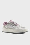 Logolu Kalın Taban Sneaker Kadın Ayakkabı LINA 5FX BEYAZ-GÜMÜŞ