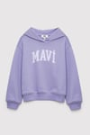 Logolu Loose Fit Kapüşonlu Kız Çocuk Sweat 7S10147-70557 MENEKŞE