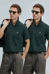 Logolu Pamuklu Comfort Fit Düğmeli Polo Yaka 2'li Erkek T Shirt 111040206S2 Haki-Haki