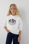 Logolu Pamuklu Kapüşonlu Kız Çocuk Sweat 7S10179-70057 KREM