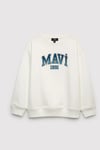 Logolu Pamuklu Loose Fit Bisiklet Yaka Erkek Çocuk Sweat 6S10218-70057 KIRIK BEYAZ