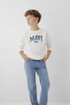 Logolu Pamuklu Loose Fit Bisiklet Yaka Erkek Çocuk Sweat 6S10218-70057 KIRIK BEYAZ