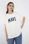 Logolu Pamuklu Oversize Bisiklet Yaka Kadın T Shirt 1600843-81964 KIRIK BEYAZ