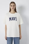Logolu Pamuklu Oversize Bisiklet Yaka Kadın T Shirt 1600843-81964 KIRIK BEYAZ