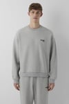 Logolu Pamuklu Oversize Bisiklet Yaka Erkek Sweat 0S10677-80196 AÇIK GRİ