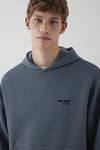 Logolu Pamuklu Oversize Kapüşonlu Erkek Sweat 0S10676-80776 İNDİGO