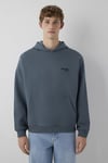 Logolu Pamuklu Oversize Kapüşonlu Erkek Sweat 0S10676-80776 İNDİGO