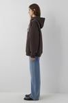 Logolu Pamuklu Oversize Kapüşonlu Kadın Sweat 1600361-70240 KOYU KAHVE