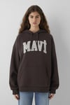 Logolu Pamuklu Oversize Kapüşonlu Kadın Sweat 1600361-70240 KOYU KAHVE