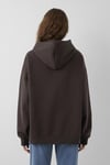 Logolu Pamuklu Oversize Kapüşonlu Kadın Sweat 1600361-70240 KOYU KAHVE