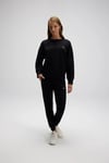 Logolu Pamuklu Regular Fit Bisiklet Yaka Kadın Sweat EF567-BK SİYAH