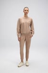 Logolu Pamuklu Regular Fit Bisiklet Yaka Kadın Sweat EF567-BG BEJ