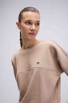 Logolu Pamuklu Regular Fit Bisiklet Yaka Kadın Sweat EF567-BG BEJ
