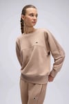 Logolu Pamuklu Regular Fit Bisiklet Yaka Kadın Sweat EF567-BG BEJ