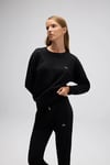 Logolu Pamuklu Regular Fit Bisiklet Yaka Kadın Sweat EF567-BK SİYAH