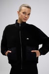 Logolu Regular Fit Dik Yaka Polar Kadın Mont EF525-BK SİYAH